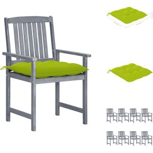 vidaXL Stoelenset - Massief acaciahout - Greywash - 61x57x92 cm - Inclusief kussen - Set van 8 - Tuinstoel