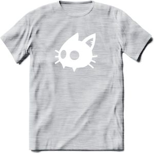 Cat Head - Katten T-Shirt Kleding Cadeau | Dames - Heren - Unisex | Kat / Dieren shirt | Grappig Verjaardag kado | Tshirt Met Print | - Licht Grijs - Gemaleerd - L