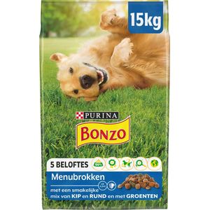 Bonzo Menubrokken Adult - Hondenvoer Droogvoer - Kip & Groenten - 15 kg