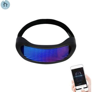 Led Bril Festival - Led Bril Party Programmeerbaar - Rave Bril Bluetooth - Eigen Foto’s - Muziekgevoelig - Halloween - 700 mAh - Beuk Versie