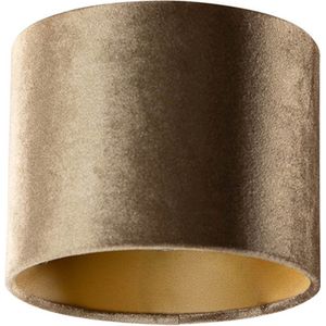 QAZQA cilinder velours - Klassieke Lampenkap - Ø 18 cm - Brons -