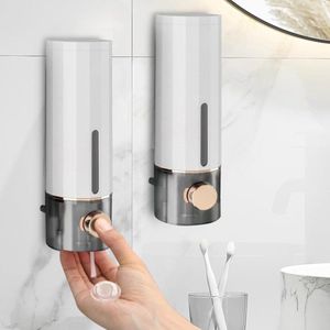 Wandbevestiging zeepdispenser 2 stuks - zonder boren - 450 ml - voor douchegel, afwasmiddel, shampoo, handdesinfectiemiddel
