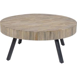 Ronde salontafel Teca | Ø 90 cm | 40 cm hoog | verweerd teakhout | natuurlijk en rustiek design | woonkamer