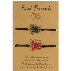 Bixorp Friends Vriendschapsarmbandjes voor 2 met Schildpadjes - Roze + Blauw - BFF Armband Meisjes - Best Friends Armband Vriendschap Cadeau voor Twee