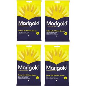 4 x Marigold Keukenhandschoen Geel - Maat L - Voordeelverpakking