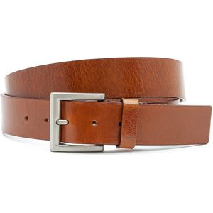 JV Belts unisex jeans riem cognac - dames riem - 4 cm breed - Cognac - Echt Leer - Taille: 90cm - Totale lengte riem: 105cm