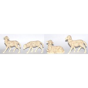 4x Witte schapen beeldjes 10 x 10 cm dierenbeeldjes - Kerstbeeldjes/decoratiebeeldjes/kerststal beeldjes/dierenbeeldjes