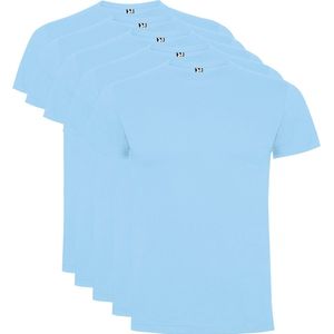 5 Pack Roly Dogo Premium Heren T-Shirt 100% katoen Ronde hals Licht Blauw, Maat L