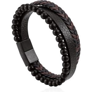 Kalmerende angstarmband - Leren armband voor heren - 18e verjaardag jongen - Large