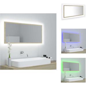 vidaXL Wandspiegel Sonoma Eiken - 100 x 8.5 x 37 cm - Met RGB-licht - Badkamerkast
