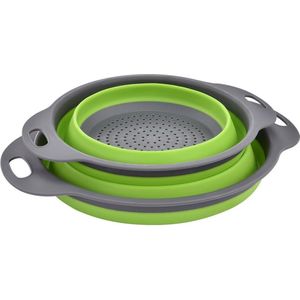 Opvouwbaar Vergiet, 2 Stukken Opvouwbare Siliconen Zeef Keuken Camping Accessoires, Voedselzeven Inclusief 8 en 9,5 inch