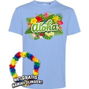 T-shirt Aloha | Toppers in Concert 2024 | Club Tropicana | Hawaii Shirt | Ibiza Kleding | Lichtblauw | maat M