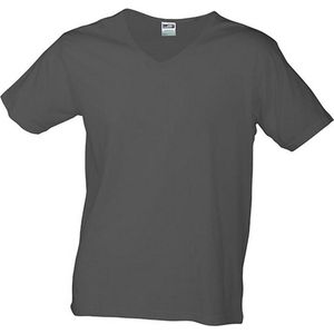James and Nicholson Heren Slim Fit V Hals T-Shirt (Grafiet)