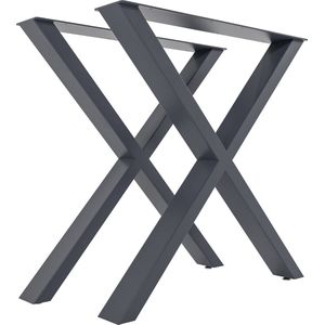 In And OutdoorMatch Tafelpoten Elliot - 2x - X-vormig tafelframe - Stalen tafelpoten - Zwarte tafelpoten - Industriële stijl - S