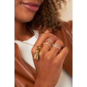 Dames ring - Yehwang - Verstelbare ring - Gouden ring - Ring dames - One size ring - Moederdag - Valentijn - Cadeau voor dames - Cadeau - Ring met steentjes