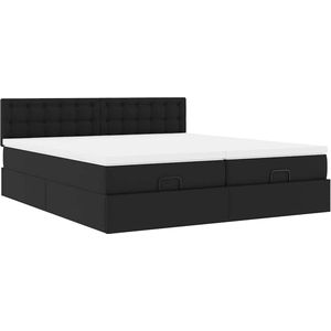 vidaXL - Ottoman - bed - met - matrassen - 200x200cm - kunstleer - zwart