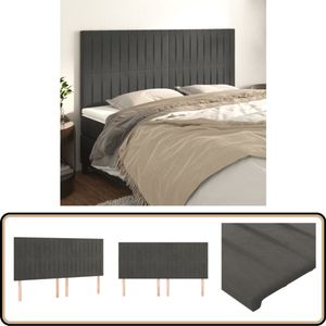 vidaXL Hoofdborden - 4 stuks - Fluweel - Donkergrijs Hoofd Bord - Hoofdkussen - Velvet - Grijs - Luxe