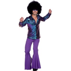 Wilbers & Wilbers - Jaren 80 & 90 Kostuum - Mr Smooth Disco Dancer Man - Blauw - Large - Carnavalskleding - Verkleedkleding