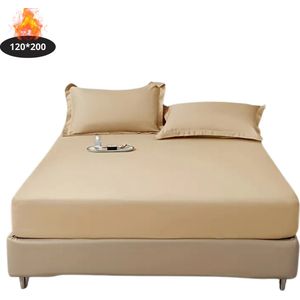 Livano Hoeslaken Set - Inclusief Kussensloop - 3 Delige Set - Beddengoed - Fitted Sheet - Pillow Case - Bed - Licht Kaki 120 x 200