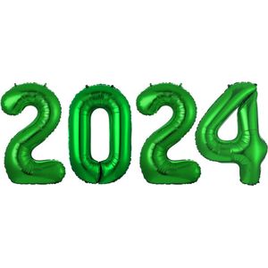 Ballon Cijfer 2024 Oud En Nieuw Versiering Nieuw Jaar Feest Artikelen Groene Happy New Year Ballonnen Groen – XL Formaat