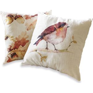 LOBERON Kussenhoes set van 2 Lovece wit/bruin
