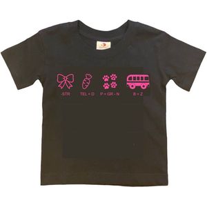 Shirt Aankondiging zwangerschap Rebus Ik word grote zus | korte mouw | zwart/roze | maat 134/140 zwangerschap aankondiging bekendmaking Baby big sis sister Grote Zus