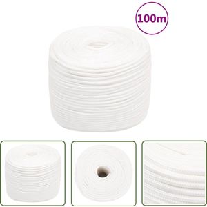 The Living Store Boottouw 8 mm 100 m polypropyleen volwit - Scheeps Touw - Boot Touw - Polyester Touw - Vaar Touw - Marine Touw