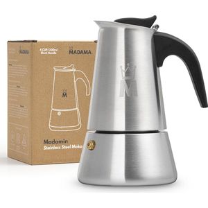 RVS espressomachine inductie koffiemachine mokkapot - Italiaans koffiezetapparaat voor alle soorten kachels - 4 kopjes - 200ml