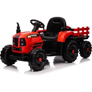 Tractor elektrisch 12V rood + trailer, elektrische kinder tractor