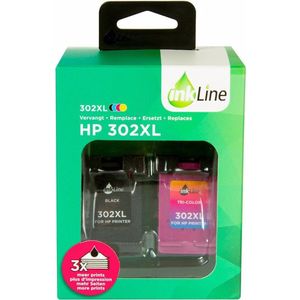 InkLine HP 302 Inktcartridges XL - Zwart en Kleur - HP 302 XL