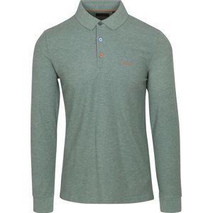 NZA - Groene katoenen polo met lange mouw - Pebble Green