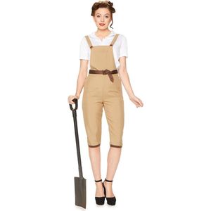 Karnival Costumes Verkleedkleding Jaren 40 's kostuum Carnavalskleding Dames Carnaval - Polyester - Bruin/Beige - Maat L - 3-Delig Shirt/Tuinbroek/Hoofdband