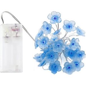 New Age Devi - licht snoer lichtslinger - lampjes - blauwe bloemen blossom - sfeerverlichting - feestverlichting - wit blauw - 20 led lampjes op battterij - 2 meter