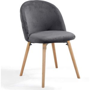 Trend24 Eetkamerstoelen set van 8 - Stoelen eetkamer - Stoelen set van 8 - Stoelen 8 stuks - Stof - Beukenhout - Donkergrijs