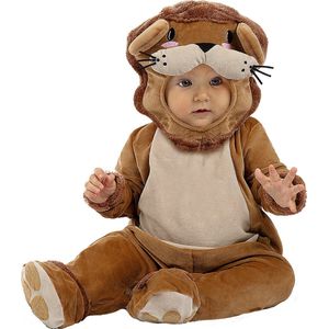 FUNIDELIA Leeuwen kostuum voor baby - Leeuwen Onesie - 0-6 mnd (50-68 cm) - Bruin