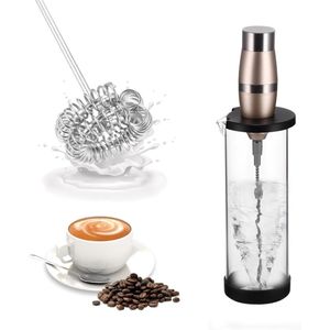 Elektrische melkschuimer mini-multifunctionele handmixer whisk met graduated cup - Battery powered, geschikt voor latte, cappuccino, warme chocolademelk - Zwart