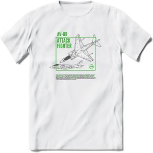AV-8B Vliegtuig T-Shirt | Unisex leger Kleding | Dames - Heren Straaljager shirt | Army F16 | Grappig bouwpakket Cadeau | - Wit - XL