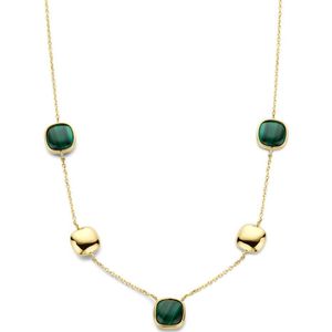 14K geelgoud collier malachiet 42 + 3 cm 4027501