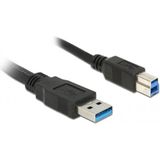 DeLOCK USB naar USB-B kabel - USB3.0 - tot 2A / zwart - 5 meter