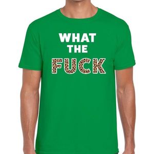 What the Fuck tijgerprint tekst t-shirt groen voor heren - heren feest t-shirts M