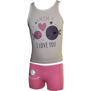 VANILLA – Meisjesondergoed, meisjesset hemd en boxershort - Egyptisch katoen – Roze – 8/10 jaar – 4560