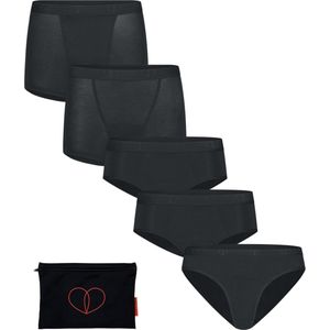 Moodies menstruatie ondergoed (meiden) - bundel bamboe - 5 stuks - meiden - zwart - maat S (164-170) - period underwear