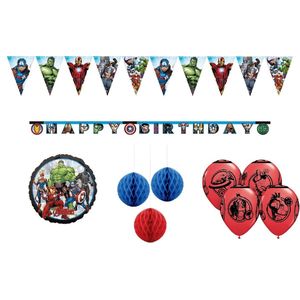 Marvel - The Avengers - Superhelden - Happy birthday slinger - Letterbanner - Honeycomb decoratie - Ballonnen - Folieballon - Kinderfeest - Versiering - Verjaardag.