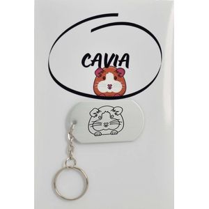 Cavia sleutelhanger inclusief kaart – Cavia liefhebber cadeau - animals - Leuk kado voor je dieren liefhebber om te geven - 2.9 x 5.4CM