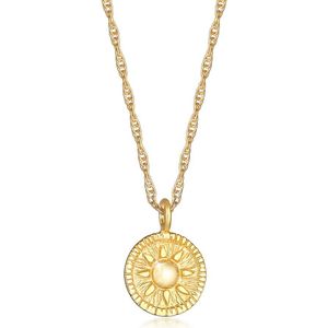 Elli Dames Halsketting Dames Koord Munt Hanger Rond Zon Vintage Trend in 925 Sterling Zilver