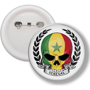 Button Met Speld - Schedel Vlag Senegal