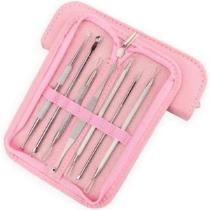 Finnacle - Mee-eters set - Acne Verwijderen - RVS Blackhead Killer - Roze - Mee -eters verwijderen - In etui - 7-delig