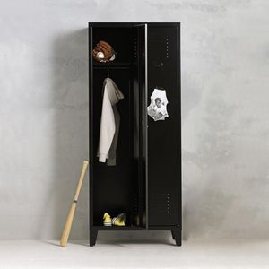 Lockerkast metaal I Locker kledingkast I 1 legplank & hangruimte per deur I Zwart I Vintage, retro, industrieel I VLS-202 I Povag