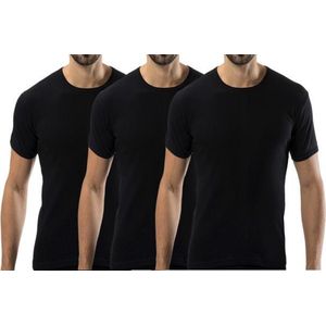 3 stuks Basic T-shirt - O-neck - 100% katoen - Zwart - Maat L