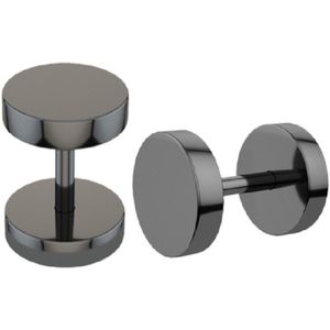 Chirurgisch Staal - Plug - Zwart - 1.2 mm - 8 mm - 2 Stuks